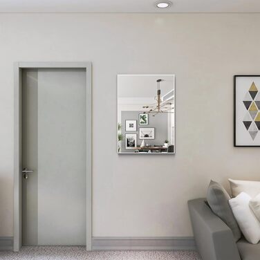 Дзеркало для ванної кімнати WONSTART 81.3 x 61 см біле з алюмінієвою рамою, для монтажу над умивальником, сучасний дизайн, підходить для ванної, спальні, передпокою