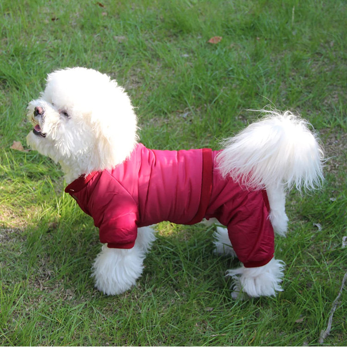 Пальто для собак JoyDaog на флісовій підкладці зі знімним капюшоном і задніми лапами, зимова тепла куртка для цуценят (червоного кольору), розмір м м Червоний