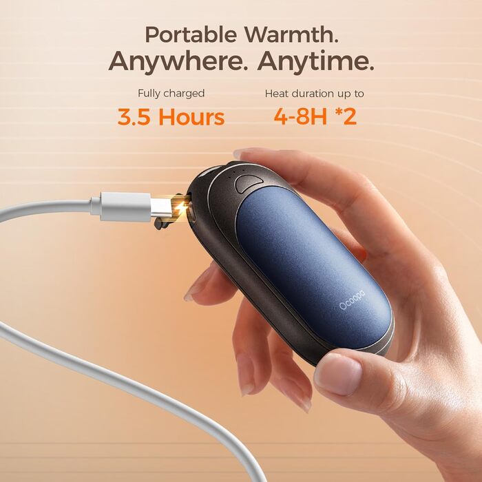 Електричні грілки для рук OCOOPA 2 шт. з магнітом, 5000mAh, 3 режими нагріву, компактні, для рукавичок, зима, подарунок