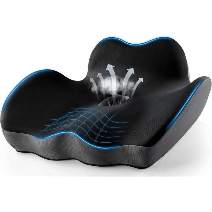Подушка для сидіння Haarkalo Premium з Memory Foam XL - 2024 року, для офісних та домашніх крісел, зняття болю в попереку, сідницях та куприку, розмір 20*16.8*5.8 см