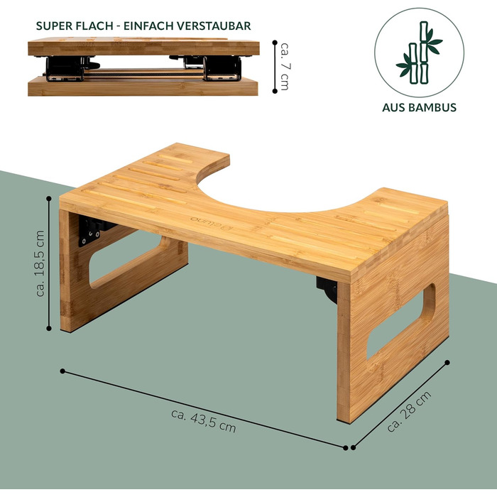 Електричний табурет для туалету Eluno з бамбука, складаний, антиковзкий, для дорослих та дітей - для полегшення при запорах та здуттях