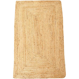 Джутовий килим Esha натуральний 90 x 150 см прямокутний натуральний бежевий килимок бігун в стилі бохо ручної роботи з натурального волокна джуту килим для вітальні натуральний килим для вітальні прикраса MA6008