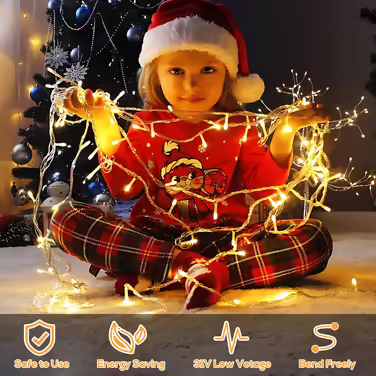 Гірлянда Elegear 20 м 800 LED, тепле біле світло, вулична, льодові бурульки, захист IP44, з таймером, 8 режимів, для вікон, даху, балкона, саду, новорічна ілюмінація