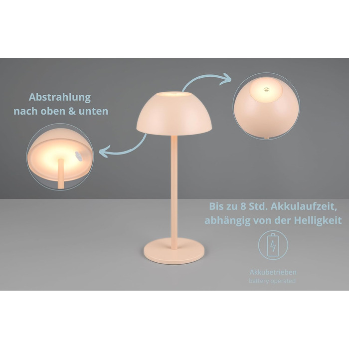 Бездротова настільна лампа Robert, LED, регулювання яскравості, USB зарядка, 30 см (пісок)