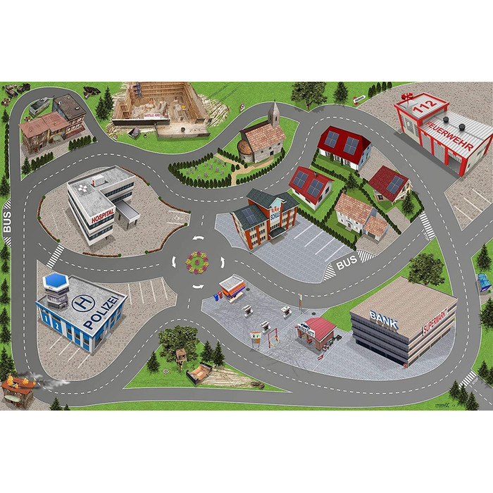 Дорожній ігровий килимок схожий на килимок для ігор) / SM05 високоякісний міський ігровий килимок для дитячої кімнати / ідеальний аксесуар для ігрових персонажів і автомобілів від повзучих, Playmobil, Papo, Bullyland & Co / 150 x 100 см STIKKIPIX (комплек