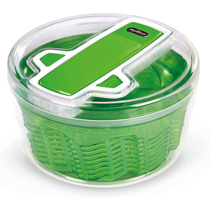 Вращатель для салату Cyliss E940017, пластик, сушарка для салату, включаючи салатницю, технологія Aquavent, (зелений, Маленький, швидка сушка)