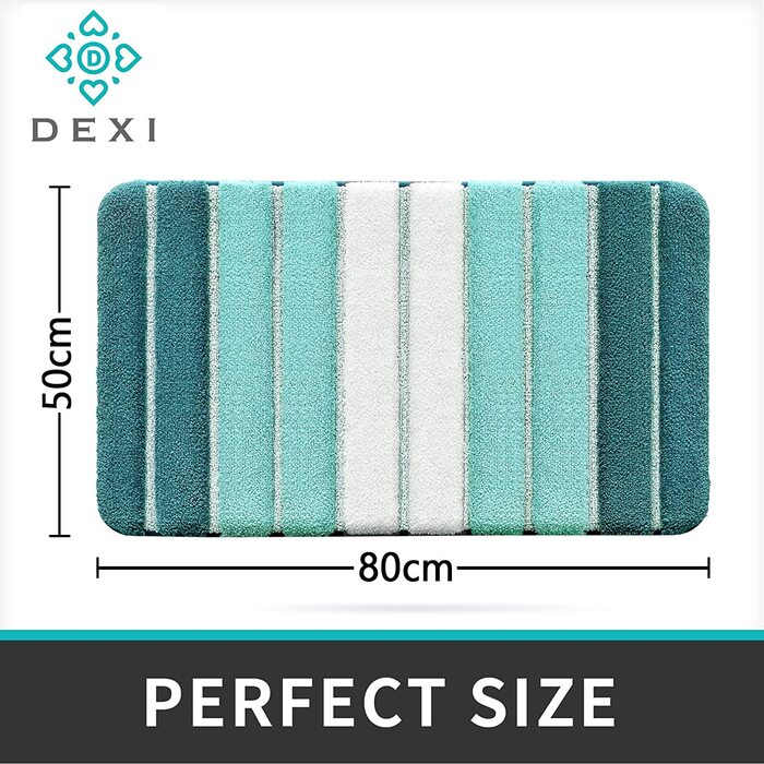 Килимок DEXI для ванної кімнати нековзний килимок для ванної килимок для ванної вбираючий м'який можна прати в пральній машині для ванної кімнати, (50 х 80 см, зелений)