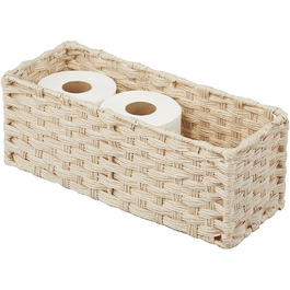 Тримач для туалетного паперу в сільському стилі mDesign, плетений кошик для фермерського будинку-невеликий органайзер для зберігання речей у ванній, на стійці або унітазі-вміщує 3 рулони туалетного паперу-сірий омбре(сіро-коричневий)