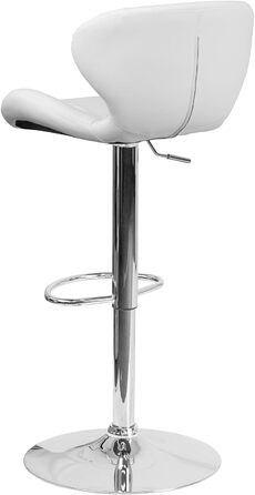 Барний стілець Flash Furniture Denville з тканини, регульований по висоті, з вигнутою спинкою та хромованою основою, 2 шт. (Біле вінілове сидіння)