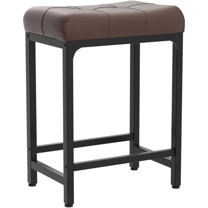 Барні стільці Aheaplus 2 шт. 61 см (24 дюйми) з підніжкою, PU шкіра, металевий каркас, для кухні, бару, острова, коричневі