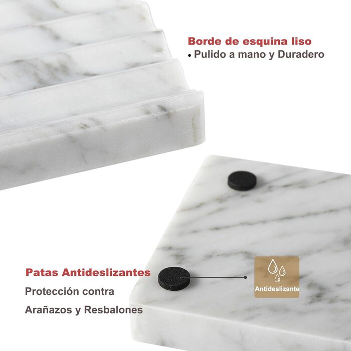 Мильниця Koville Luxury Marble - елегантна мильниця зі зливним отвором (Bianco Carrara)