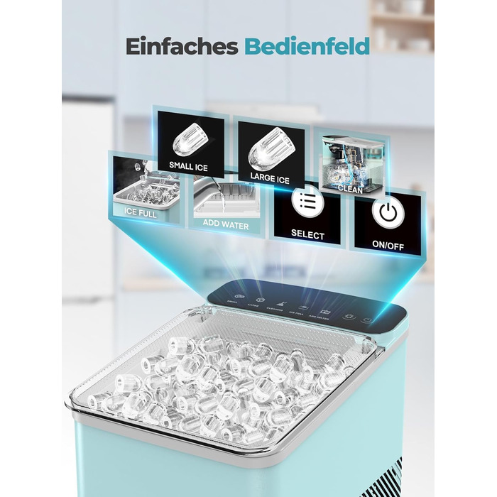 Машина для льоду Fohere портативна, самоочищення, 14 кг/24 год, зелена - для дому, бару, офісу, кемпінгу