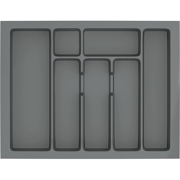 Вставка для столових приладів sossai Divio для висувних ящиків 30 см / ширина 23 см x Глибина 43 см обрізна / з 4 відділеннями / Колір антрацит / Система розташування ящиків для столових приладів (53 x 43 см - 7 відділень)