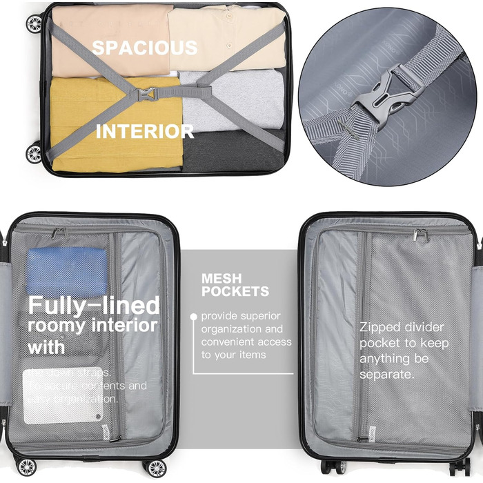 Чемодан-валіза на колесах з ABS-пластику, сірий, L - міцний та легкий, з кодовим замком