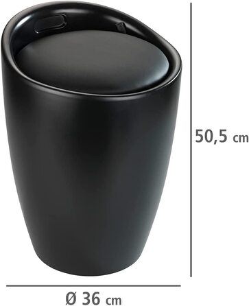 Стілець для ванної кімнати WENKO Candy з місцем для зберігання та збирачем для білизни, ABS-пластик, 20 л, Ø 36 x 50,5 см