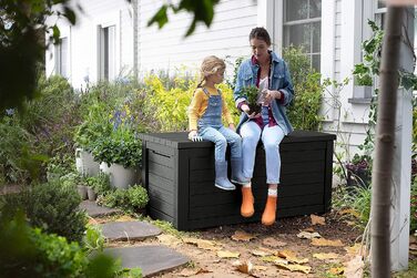 Ящик для зберігання садовий Koll Living Gartenbox 623л, чорний - міцний, з газовими амортизаторами, витримує до 272 кг