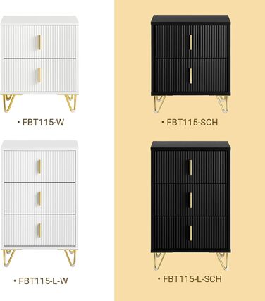 Приліжкова тумбочка SoBuy з 2 шухлядами, біла, 40x40x47 см