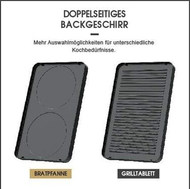 Електричний гриль-рателі Muchen на 8 осіб з антипригарним покриттям, регулюванням температури та 8 сковородами для рателі