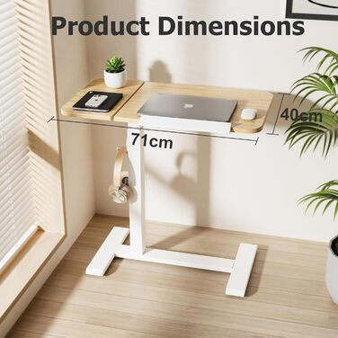 Регульований столик для ноутбука ETHU: мобільний, багатофункціональний, з нахиленою поверхнею, на колесах, для офісу та дому (дуб, коричневий)