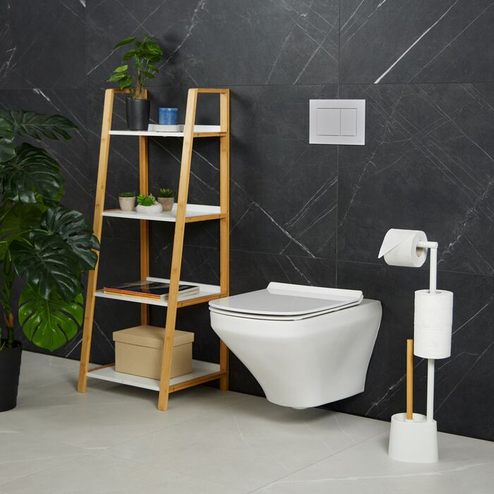 Набір для туалету Relaxdays Бамбук та Нержавіюча сталь