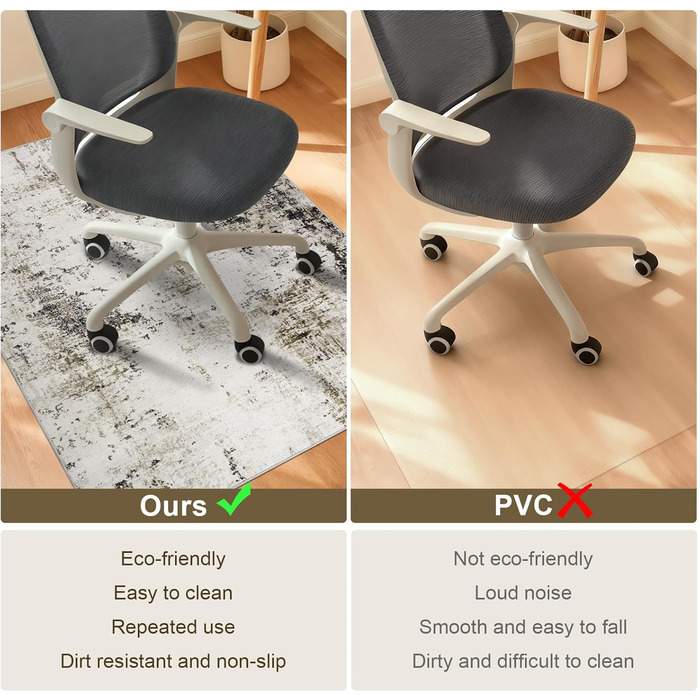 Килимок для підлоги під стілець для твердої підлоги Бохо, килимок під стіл для твердої підлоги, антиковзний килимок для офісного стільця (90x120 см, Тауп)