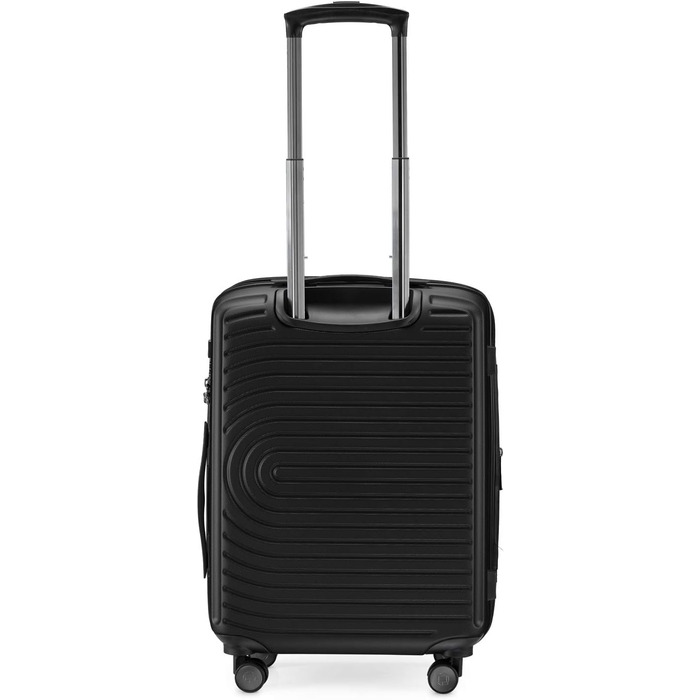 Чемоданний набір Hauptstadtkoffer Mitte - 3 шт. + електронний багажний брелок - дорожні валізи 55/68/77 см + брелок для чемодана з QR-кодом, 4 подвійні колеса, жорсткий корпус ABS, XL розширення об'єму, TSA, (Чорний, 55 см)