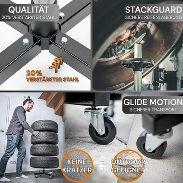 Підставка для шин Premium Felgenbaum для автошин до 150 кг - стійка для 4 шин, колісна стійка, колісна стійка для зберігання шин (чорний, 225 мм)