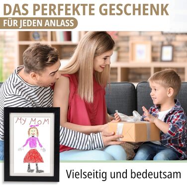 Рамка для дитячих малюнків KIYARI A4, 2 шт., білий, розкладний, з фронтальним доступом, для 150 малюнків, міцне дерево, безпечне скло, для творчості, дитячої кімнати та школи