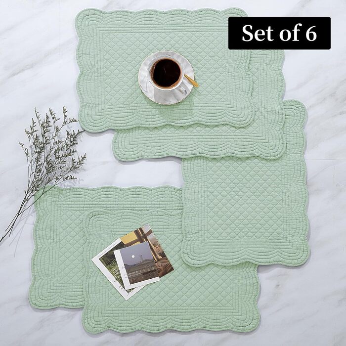 Підставки під тарілки MABOZOO, 6 шт., бавовна, миючіся, для кухні та обіднього столу, зелені