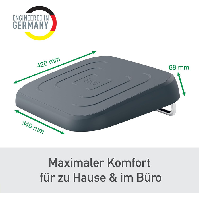Підніжка для столу Leitz, регульована, для офісу та дому, знімає біль у спині та плечах, тканинний чохол, сертифікат IGR, серія Ergo Cosy, сіра, 53710089
