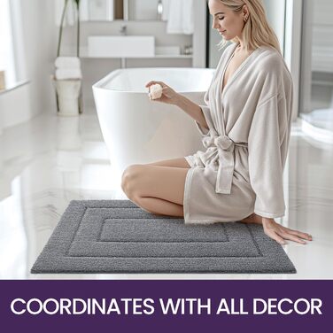 Набір килимків для ванної кімнати DEXI, 2 шт., 40 x 60 см, сірий. Нековзкі, м'які, швидковисихаючі килимки для душу, ванни та туалету. Машинне прання.
