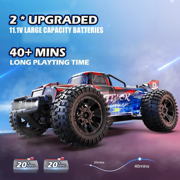 Радіокерований автомобіль DEERC 1:10 4WD 60+ км/год, безщітковий, для дорослих, позашляховик, 40+ хв роботи, подарунок хлопчику (210E)