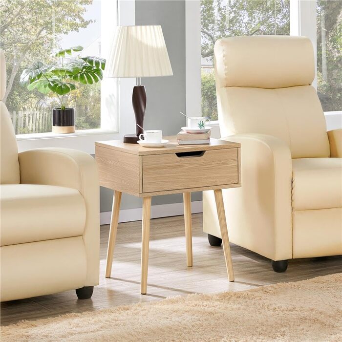 Приліжкові тумбочки Yaheetech (2 шт) з ящиком, світло-коричневий дуб