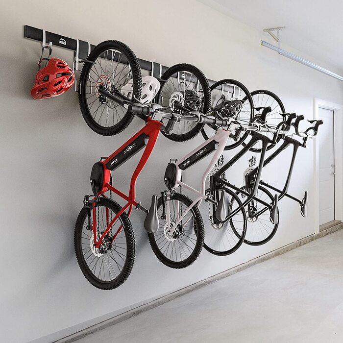 Настінне кріплення для велосипеда Borgen вертикальне Підходить для всіх велосипедів, таких як електровелосипед, гірський велосипед, шосейний велосипед Плавне регулювання Стінка підвіски велосипеда, легована сталь, чорно-сірий комплект з 3 шт.