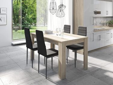 Обідній стіл byLIVING Nori: сучасний дизайн, ефект дуба, вставка в кольорі чорного або білого, розмір 160x90 см, висота 75 см