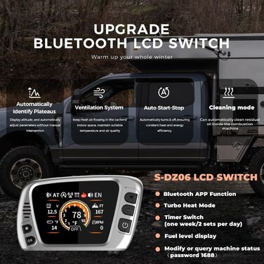 8kW дизельна автономна пічка опалення для вантажівок, фургонів, кемперів (Pink) з керуванням через додаток та AC адаптером