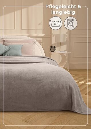 Плед LAYENBURG Premium з бавовни 150x200 см, Oeko-Tex 100, бавовняний, м'який плед для дому, на диван, софу (Taupe)