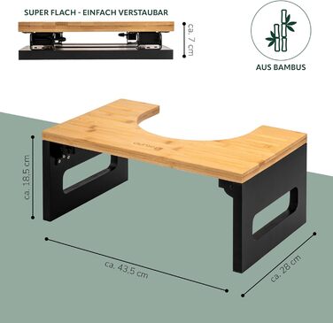 Електричний табурет для унітазу Eluno з бамбука, складаний, антиковзкий, чорний - для дорослих та дітей, при запорах та здуттях