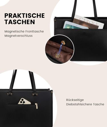 Сумка для ноутбука LOVEVOOK для жінок, водонепроникна, велика, сумка-шопер, ділова, шкіряна, для навчання, 15.6 дюймів, чорна, бежева, коричнева