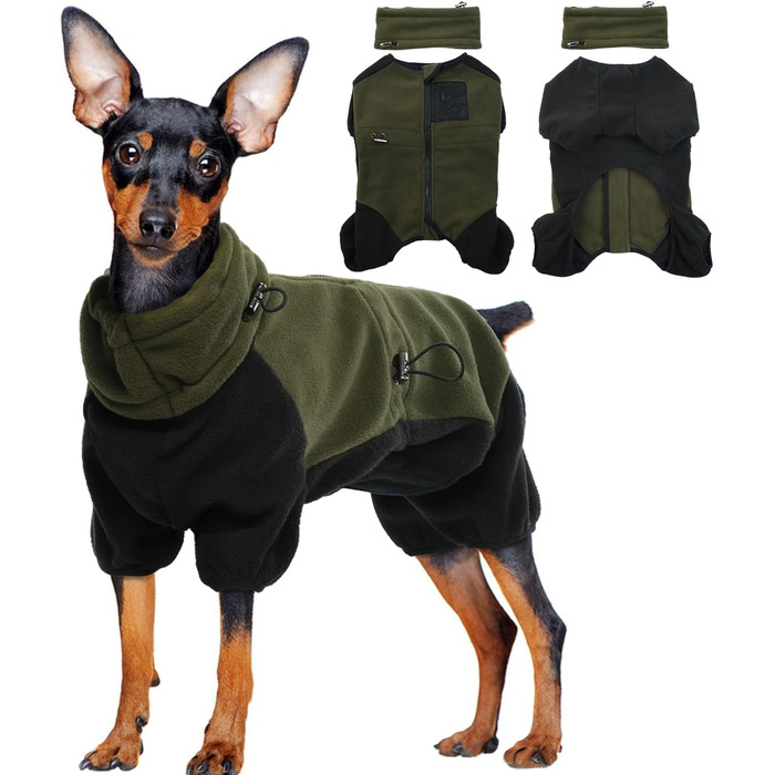 Зимове пальто Dog XS, Тепле пальто для собаки зі снудами, Зимова куртка Chihuahua (Army Green, XS)