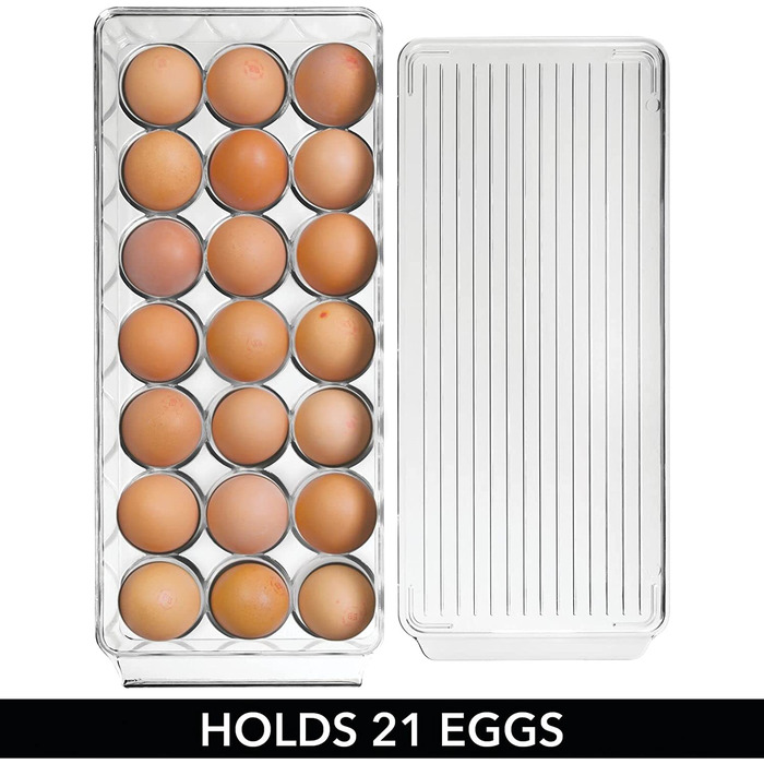 Вставка для яєць mdesign для холодильника-гігантський Пластиковий тримач для яєць-контейнер для яєць з кришкою на 21 яйце-великий, транспортний
