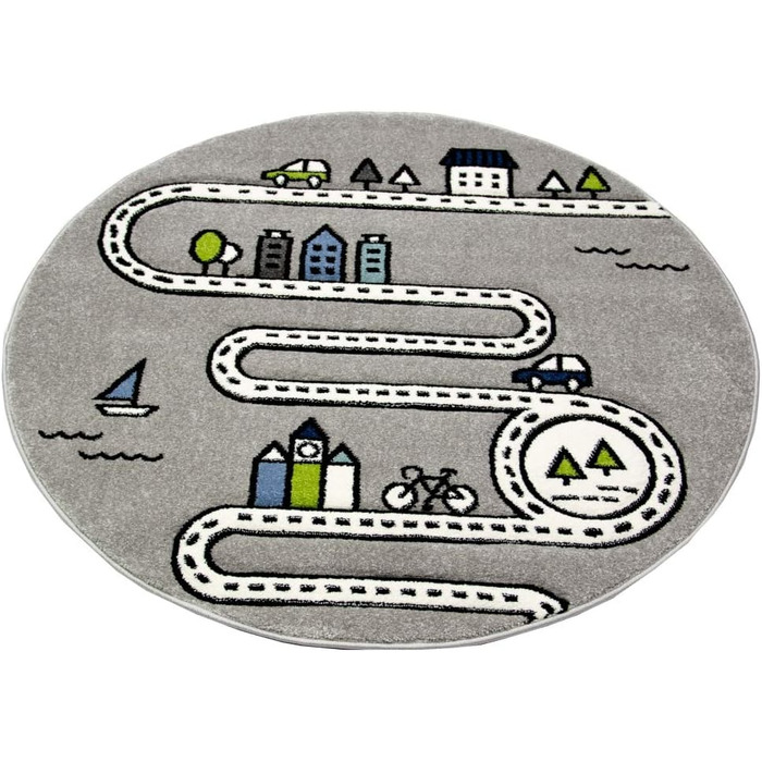 Меринос дитячий килим вуличний килим Шкільний килим хлопчик з вулицями і будинками в сірому кольорі Розмір 120x170 см