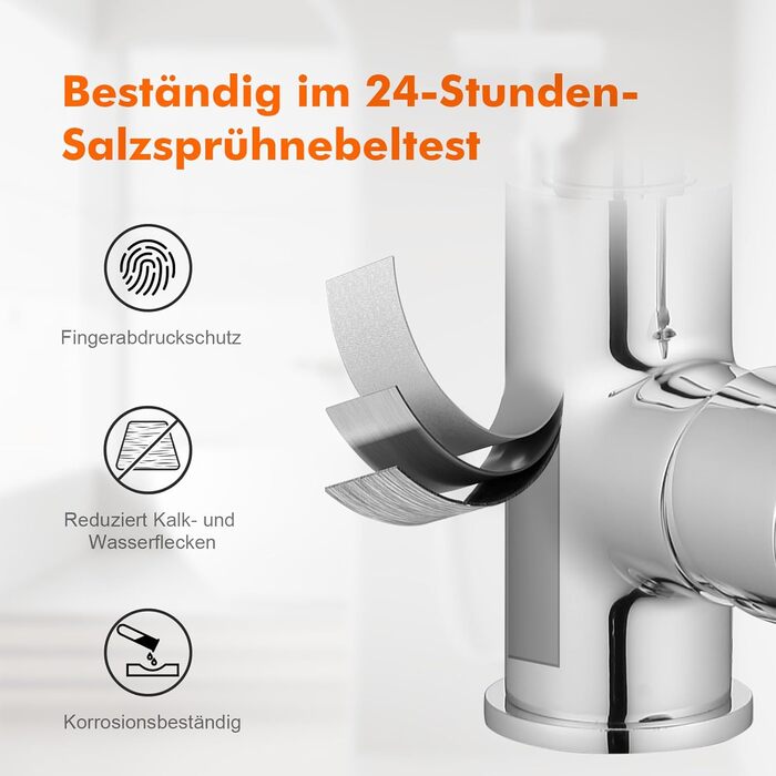 Змішувач для ванної кімнати GRIFEMA, одноlever, нержавіюча сталь, 180 мм, 3/8″, для гостей, G1002A (срібний)