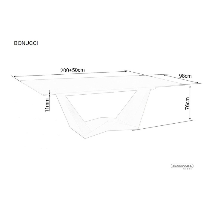 Стіл BONUCCI CERAMIC 200(250)*98 чорний NERO GRECO/горіх