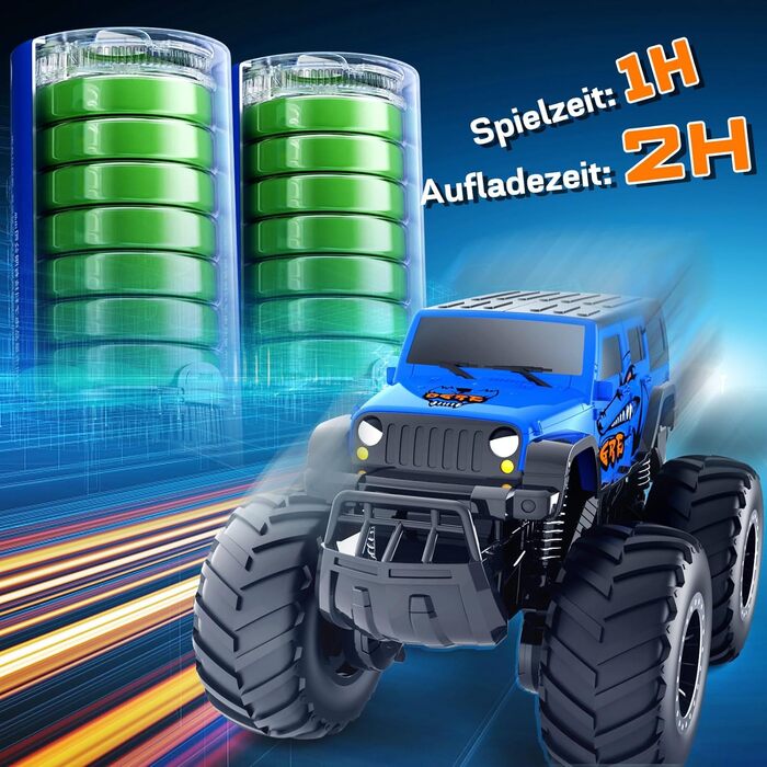 Радіокерований позашляховик Monstertruck 2.4GHz 4WD (до 15+ км/год) з двома акумуляторами, водонепроникний, для дітей від 6 років