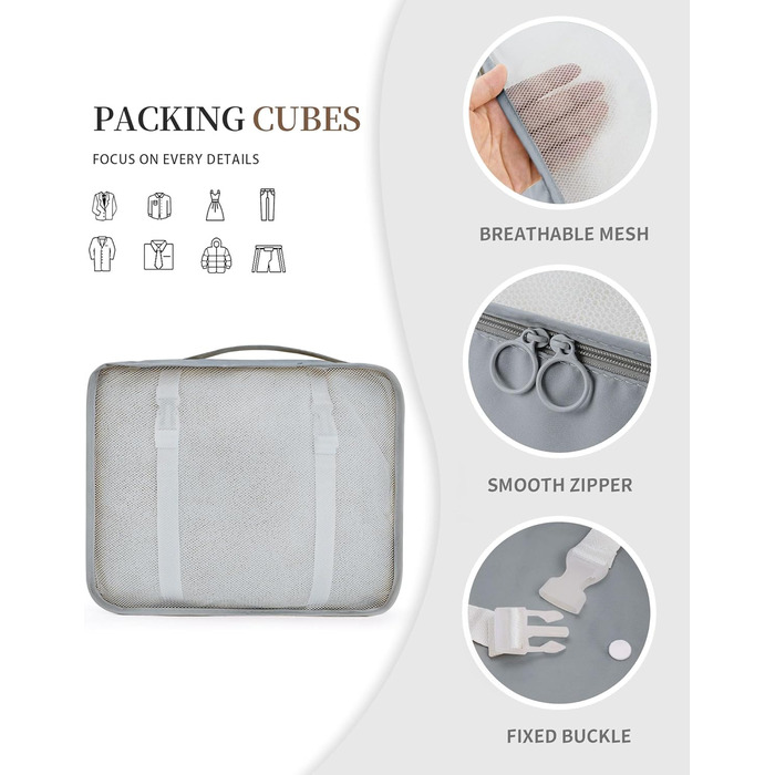 Набір органайзерів для подорожей Anjing (10 предметів), водонепроникні пакувальні куби для валізи, компактний набір для зберігання речей, темно-синій