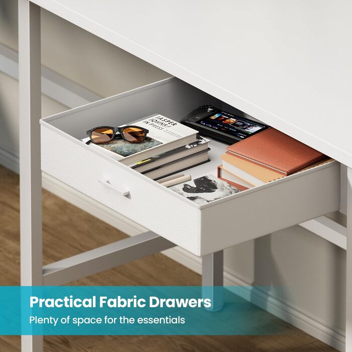 Ігровий стіл кутовий L-подібний з 3 розетками та 2 USB, LED підсвітка, стіл для комп'ютера з ящиками та підставкою для монітора, 150 x 100 см, білий