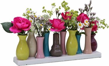 Вази для квітів Jinfa керамічні 10 шт на підставці різнокольорові