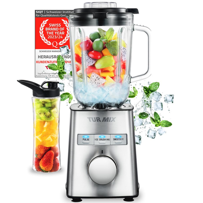 Бездротовий занурювальний блендер Turmix CX 422 з набором аксесуарів: чаша, подрібнювач, віночок, підставка – 1800W, Li-Ion, для універсальної кухні