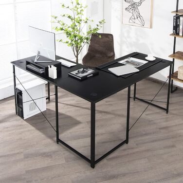 COSTWAY L-подібний кутовий стіл, геймінговий та офісний, 150 x 150 x 74 см (Чорний)